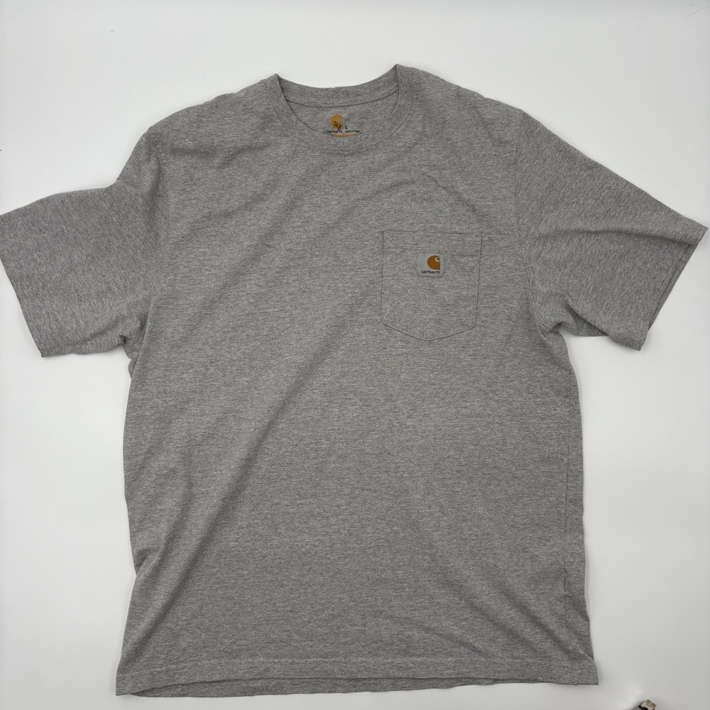 Carhartt K87 Men Large Gray Pocket T Shirt Heavyweight Workwear Short Sleeve L
